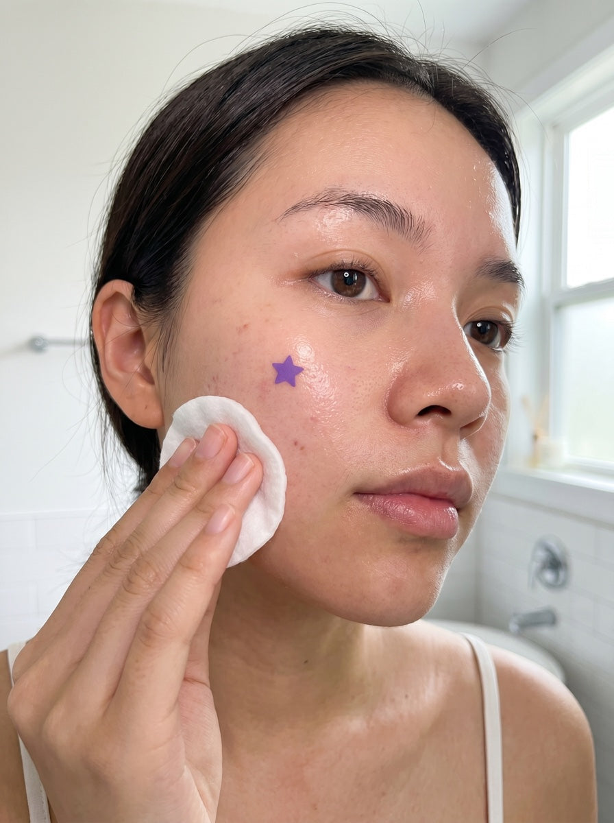 Translucent star patch held in fingers
